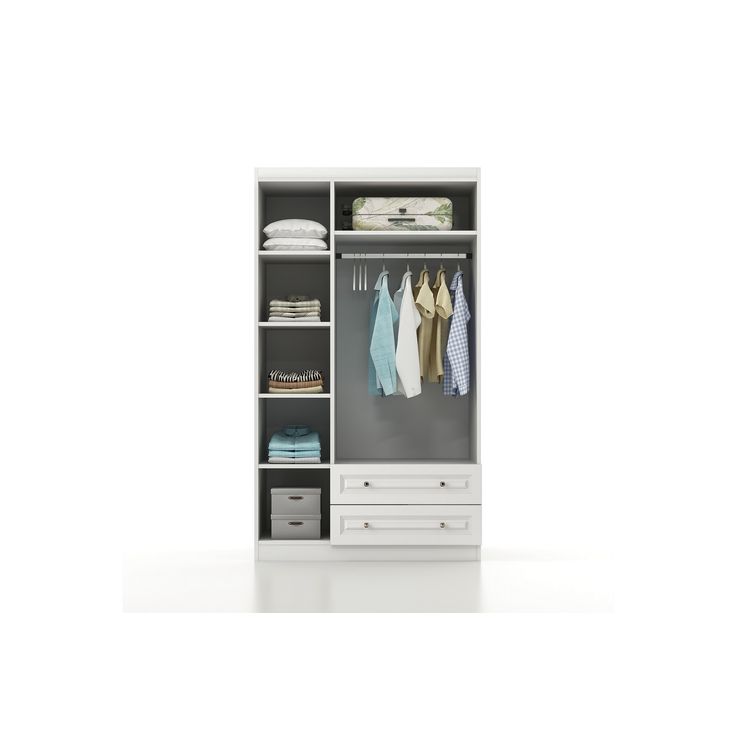 Vaatekaappi Linento Furniture Inci 1803, valkoinen