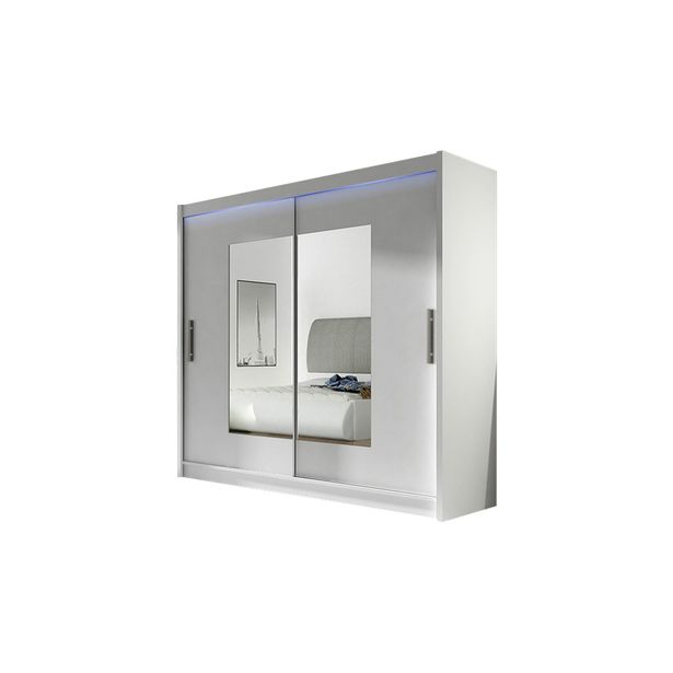 Vaatekaappi London, 180x57x215cm, valkoinen (91263)