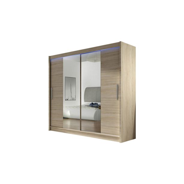 Vaatekaappi London, 180x57x215cm, valkoinen/beige (91508)