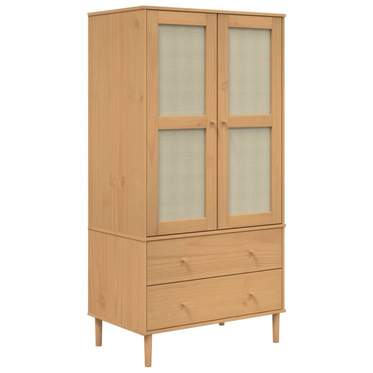 Vaatekaappi SENJA rottinkityyli ruskea 90x55x175 cm täysi mänty (58034)