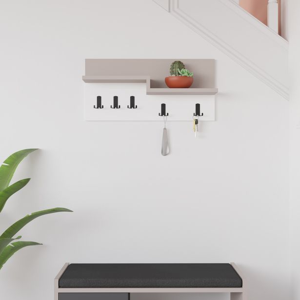 Vaatenaulakko Linento Furniture Harmon, mokka/valkoinen