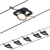 Vaijerivalaisinsetti Paulmann Mac II, GU5.3, 5 valaisinta + muuntaja + vaijeri, mattamusta, Verkkokaupan poistotuote