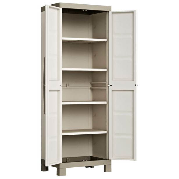 Varastokaappi hyllyillä Excellence beige ja taupe 182 cm (46639)