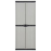 Varastokaappi puutarhaan 3 hyllyä musta ja harmaa 68x40x168 cm (40983)
