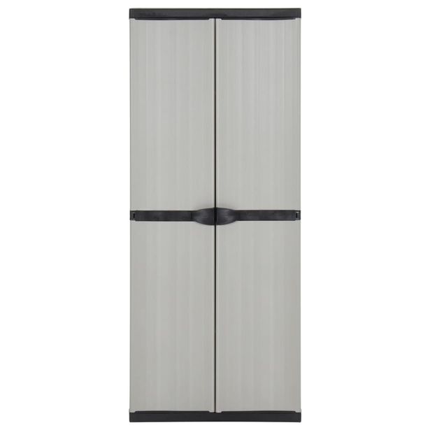 Varastokaappi puutarhaan 3 hyllyä musta ja harmaa 68x40x168 cm (40983)