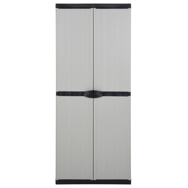 Varastokaappi puutarhaan 3 hyllyä mustaharmaa 68x40x168 cm (40984)