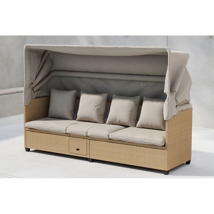 Aurinkotuoli katoksella Venture Home Nopy, beige/polyrottinki