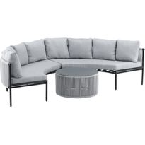 Sohvaryhmä Venture Home Virya, kulmasohva + sohvapöytä, musta/harmaa