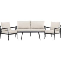 Sohvaryhmä Venture Home Taromina, 2-istuttava sohva + 2 lepotuolia + sohvapöytä, musta/beige