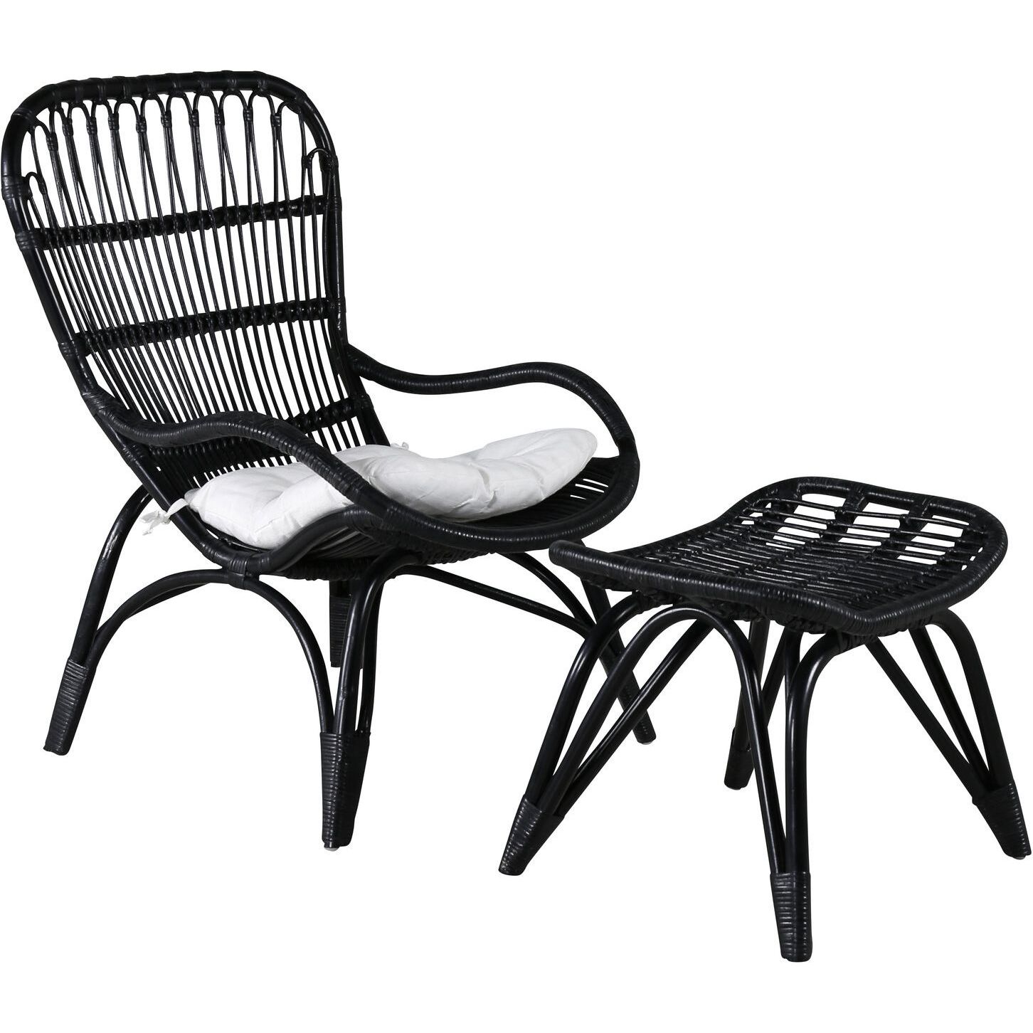 Rottinkituoli rahilla Venture Home Ella, musta/valkoinen