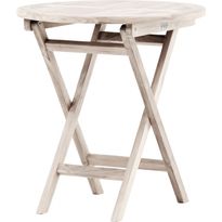 Parvekepöytä Venture Home Kenya, ø70cm, vaalea puu, Verkkokaupan poistotuote