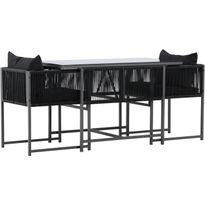 Parvekeryhmä Venture Home Noto, 120x60cm Noto-pöytä + 2 Noto-tuolia, musta