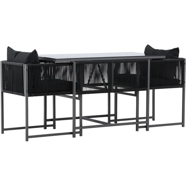 Parvekeryhmä Venture Home Noto, 120x60cm Noto-pöytä + 2 Noto-tuolia, musta