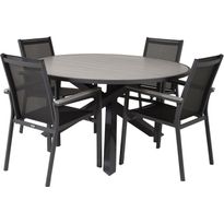 Ruokailuryhmä Venture Home, ø140cm Parma-pöytä + 4 käsinojallista Parma-tuolia