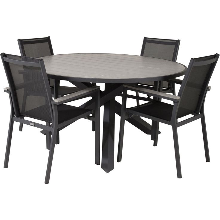 Ruokailuryhmä Venture Home, ø140cm Parma-pöytä + 4 käsinojallista Parma-tuolia