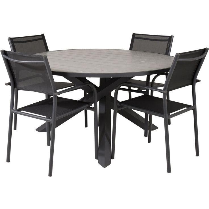 Ruokailuryhmä Venture Home, ø140cm Parma-pöytä + 4 Santorini-tuolia