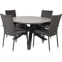 Ruokailuryhmä Venture Home, ø140cm Parma-pöytä + 4 Anna-tuolia