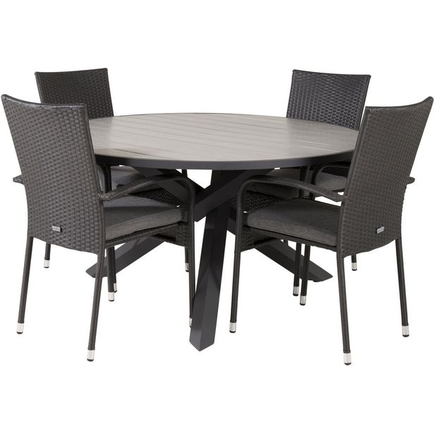 Ruokailuryhmä Venture Home, ø140cm Parma-pöytä + 4 Anna-tuolia