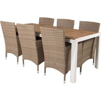Ruokailuryhmä Venture Home, 205x90cm Bois-pöytä + 6 Malin-tuolia