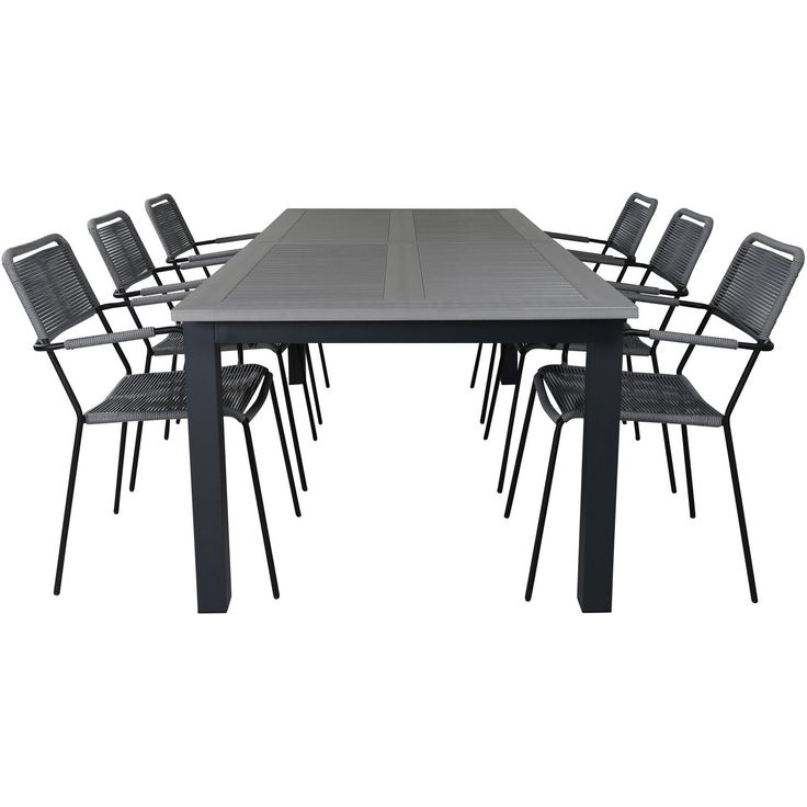 Ruokailuryhmä Venture Home, 224x100cm Albany-pöytä + 6 käsinojallista Lindos-tuolia