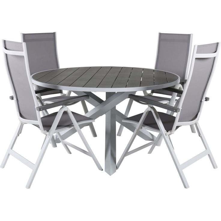Ruokailuryhmä Venture Home, ø140cm valkoinen Parma-pöytä + 4 valkoista Albany-tuolia