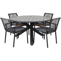 Ruokailuryhmä Venture Home, ø140cm Parma-pöytä + 4 Dallas-tuolia