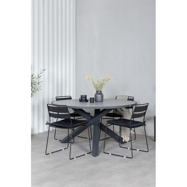 Ruokailuryhmä Venture Home, ø140cm Parma-pöytä + 4 Lina-tuolia