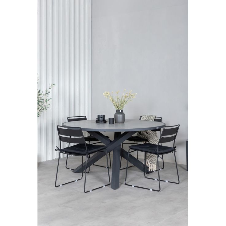 Ruokailuryhmä Venture Home, ø140cm Parma-pöytä + 4 Lina-tuolia