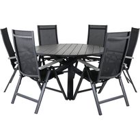 Ruokailuryhmä Venture Home, ø140cm Parma-pöytä + 6 Albany-tuolia
