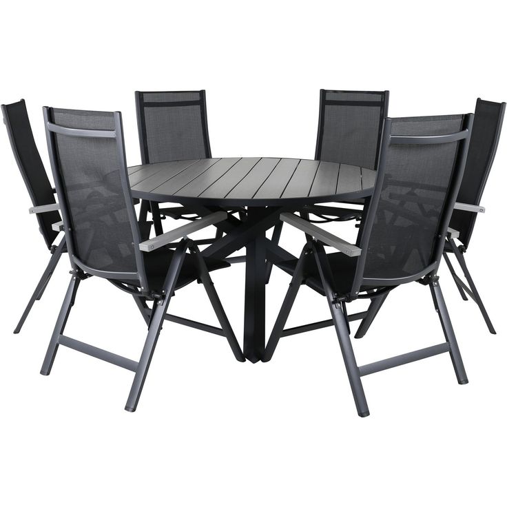 Ruokailuryhmä Venture Home, ø140cm Parma-pöytä + 6 Albany-tuolia