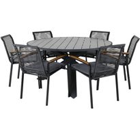 Ruokailuryhmä Venture Home, ø140cm Parma-pöytä + 6 Dallas-tuolia