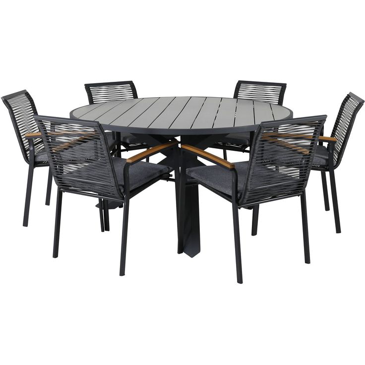 Ruokailuryhmä Venture Home, ø140cm Parma-pöytä + 6 Dallas-tuolia