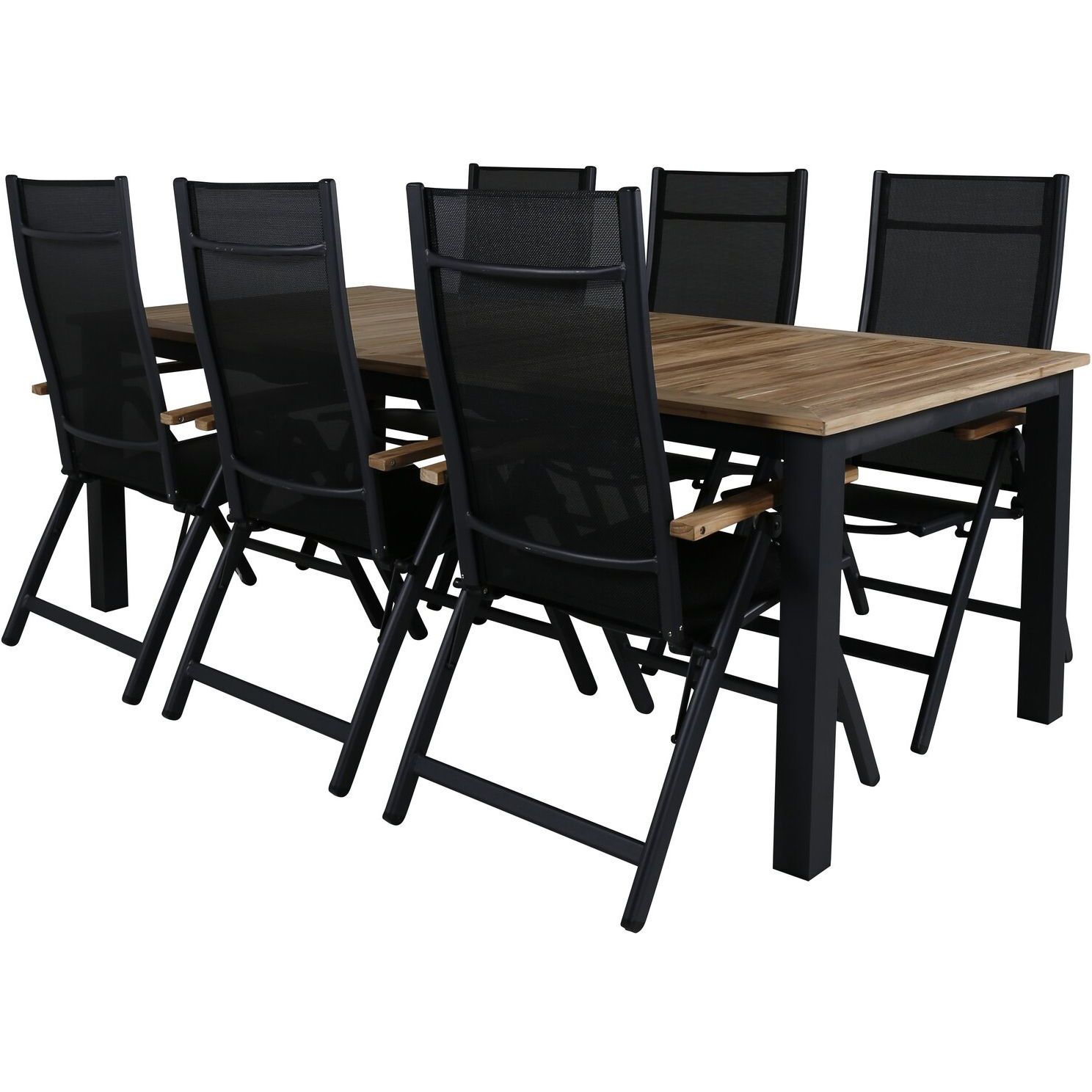 Ruokailuryhmä Venture Home, 220x100cm Panama-pöytä + 6 Panama-tuolia