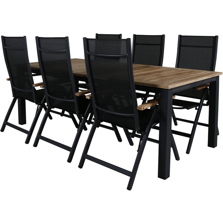 Ruokailuryhmä Venture Home, 220x100cm Panama-pöytä + 6 Panama-tuolia