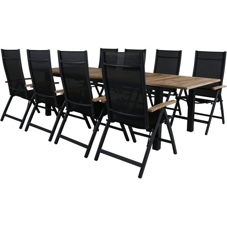 Ruokailuryhmä Venture Home, 220x100cm Panama-pöytä + 8 Panama-tuolia
