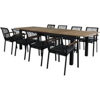 Ruokailuryhmä Venture Home, 220x100cm Panama-pöytä + 8 Dallas-tuolia