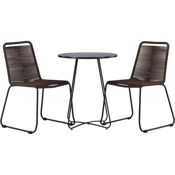 Parvekeryhmä Venture Home, ø60cm Bacong-pöytä + 2 Lindos-tuolia