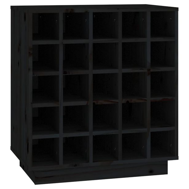 Viinikaappi musta 55,5x34x61 cm täysi mänty (21531)