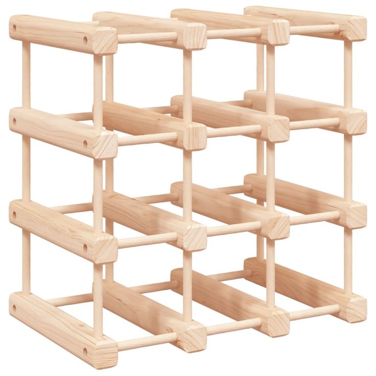 Viinipulloteline 12 pullolle 36x23x36 cm täysi mänty (53750)