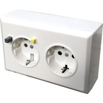 Vikavirtapistorasia Norwesco NRCD 22 SM, 2-osainen, 16A, 30mA, 250V, IP21, pinta-asennus, valkoinen