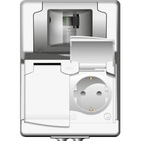 Vikavirtapistorasia Norwesco Protector II, 2-osainen, 16A, 30mA, 250V, IP44, pinta-asennus, valkoinen, Verkkokaupan poistotuote