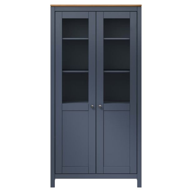 Vitriini Hill harmaa 85x37x170,5 cm täysi mänty (89013)
