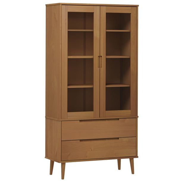 Vitriini MOLDE ruskea 90x35x175 cm täysi mänty (13413)