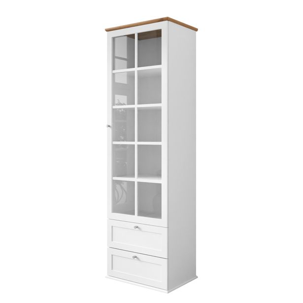 Vitriinikaappi 2SZ1D GACORIS, valkoinen/beige (7155)