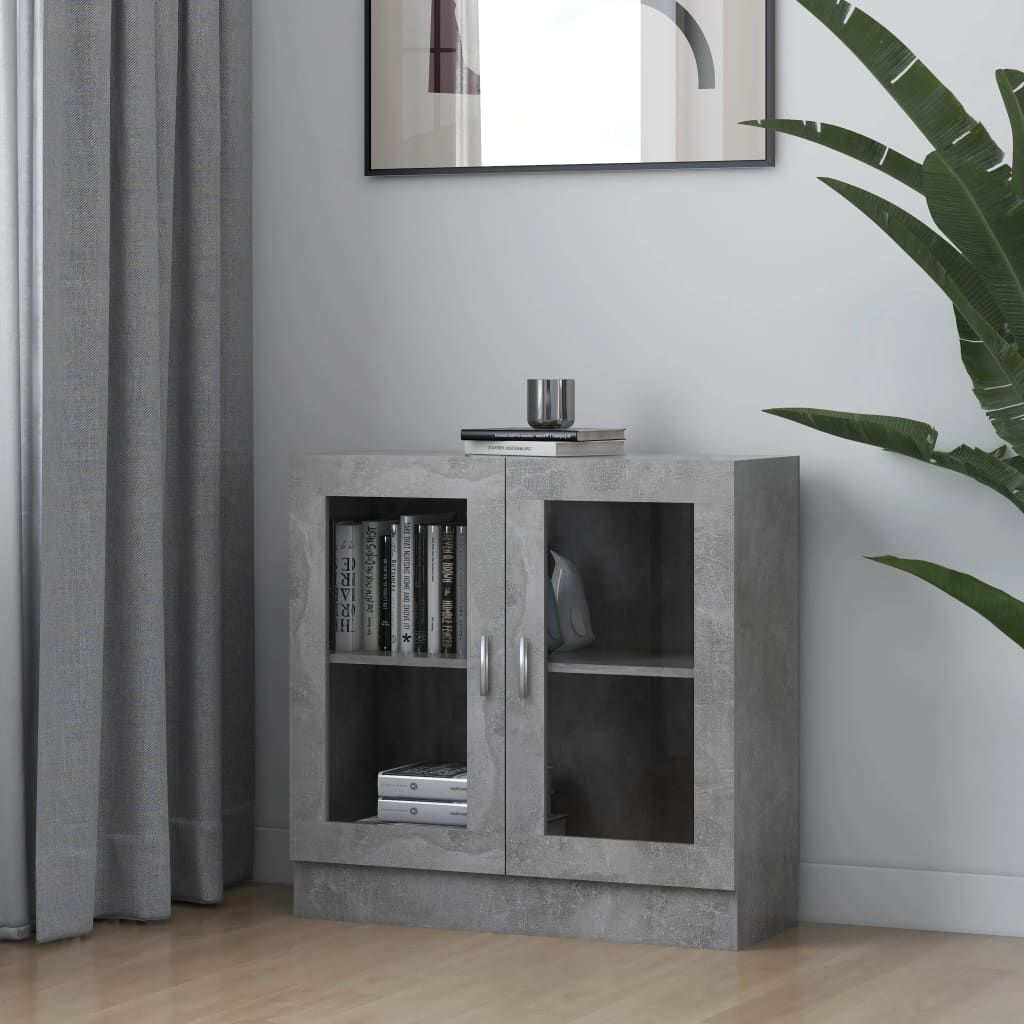 Vitriinikaappi 82,5x30,5x80 cm lastulevy betoninharmaa