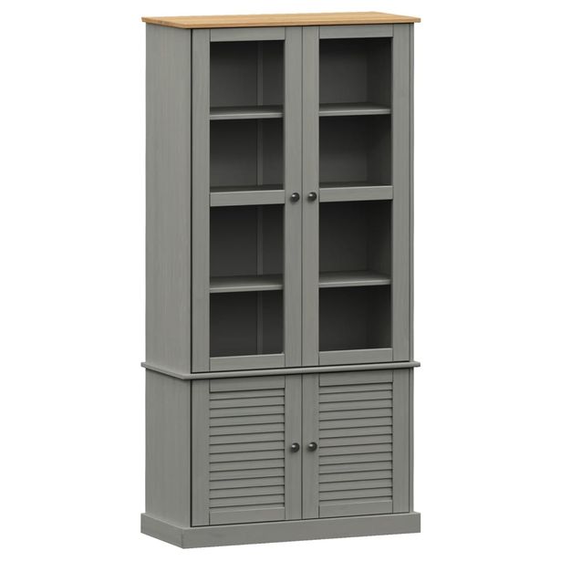 Vitriinikaappi VIGO harmaa 85x35x170 cm täysi mänty (53195)