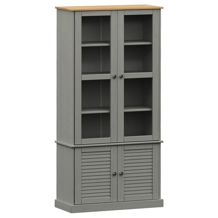 Vitriinikaappi VIGO harmaa 85x35x170 cm täysi mänty (53195)