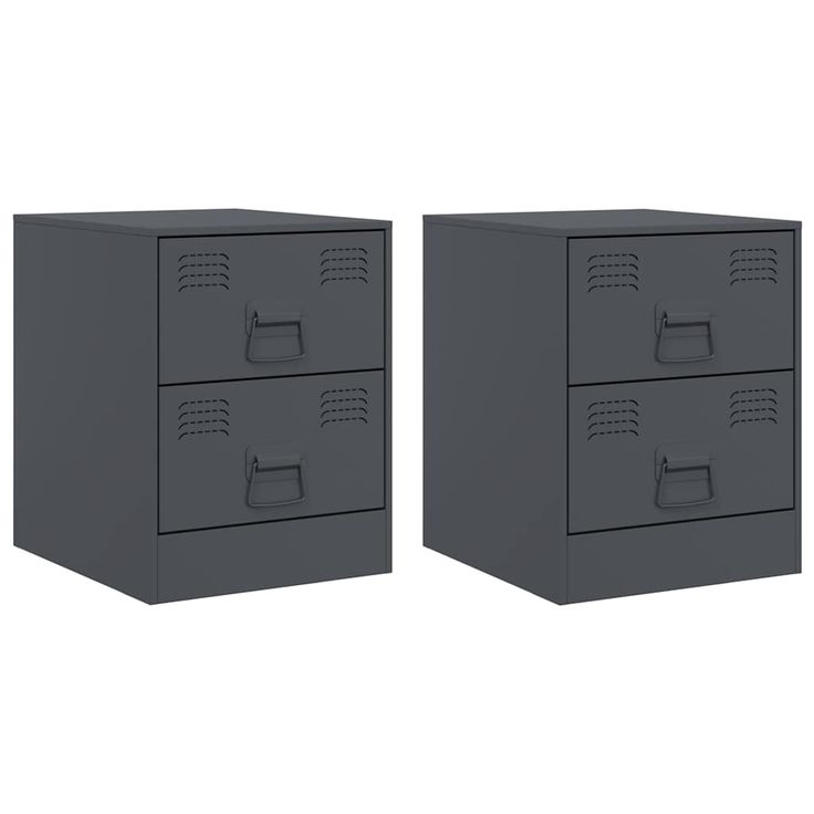 Yöpöydät 2 kpl antrasiitti 34,5x39x44 cm teräs (41624)