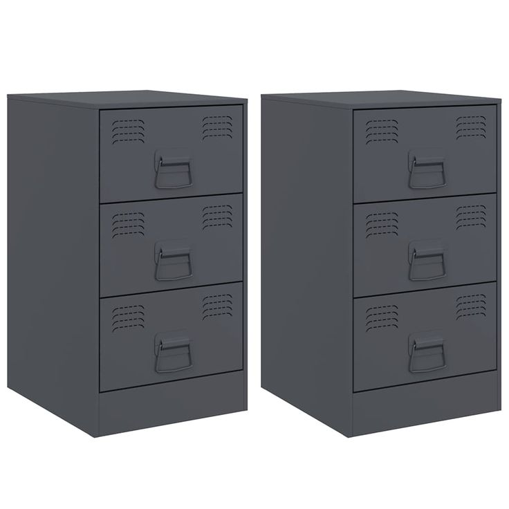 Yöpöydät 2 kpl antrasiitti 34,5x39x62 cm teräs (41780)