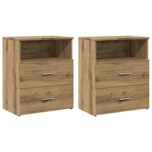 Yöpöydät 2 kpl artesaani tammi 50x32x60 cm tekninen puu (56567)